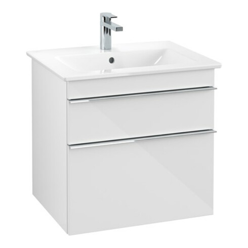 V&B Meuble sous lavabo Venticello 60,3x59x50,2cm, chromé, blanc brillant