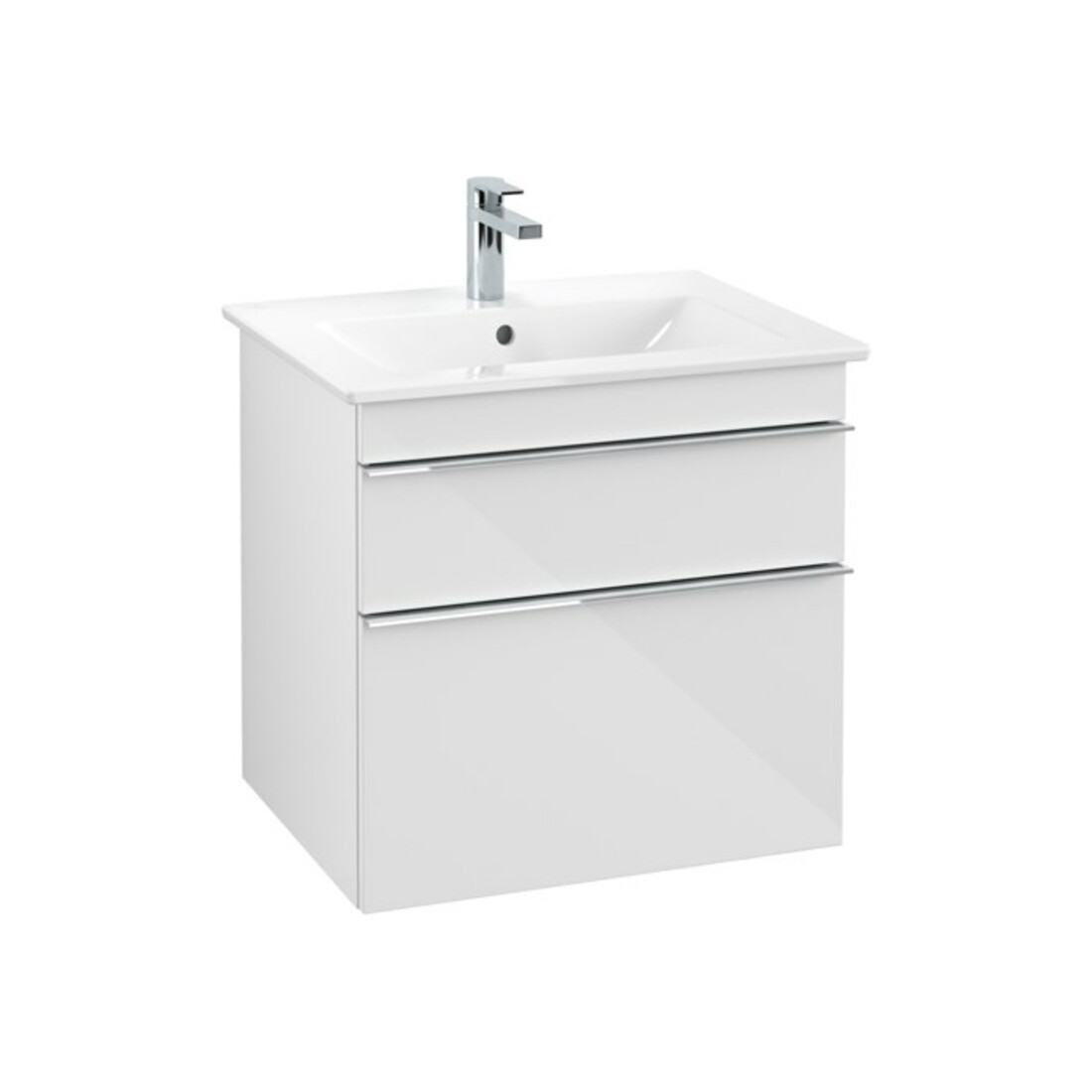 V&B Meuble sous lavabo Venticello 60,3x59x50,2cm, chromé, blanc brillant