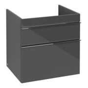 V&B Meuble sous lavabo Venticello 60,3x59x50,2cm, Poignée chrome, gris brillant