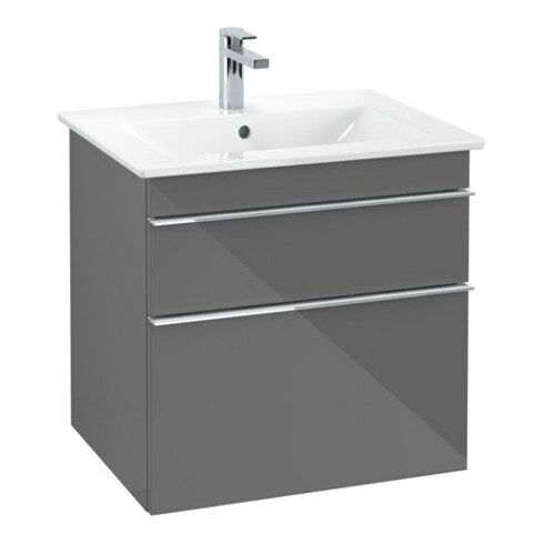V&B Meuble sous lavabo Venticello 60,3x59x50,2cm, Poignée chrome, gris brillant
