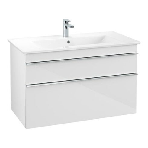 V&B Meuble sous lavabo Venticello 95,3x59x50,2 cm, B avec, Gr. chr, blanc brillant