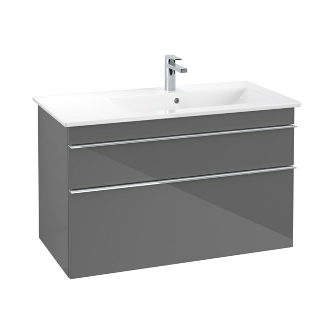 V&B Meuble sous lavabo Venticello 95,3x59x50,2 cm, Droit, Couleur chrome, Brillant vert