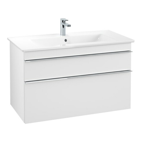 V&B Meuble sous lavabo Venticello 95,3x59x50,2cm, B avec, chromé, blanc mat