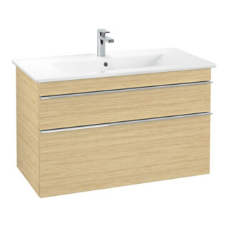 V&B Meuble sous lavabo VENTICELLO 95,3x59x50,2cm, Blanc mat, Gris clair, Nord Oa