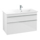 V&B Meuble sous lavabo Venticello 95,3x59x50,2cm, Droit, Gris chrome, Blanc brillant-1