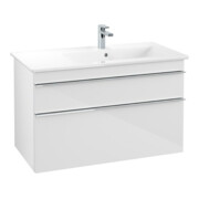 V&B Meuble sous lavabo Venticello 95,3x59x50,2cm, Droit, Gris chrome, Blanc brillant