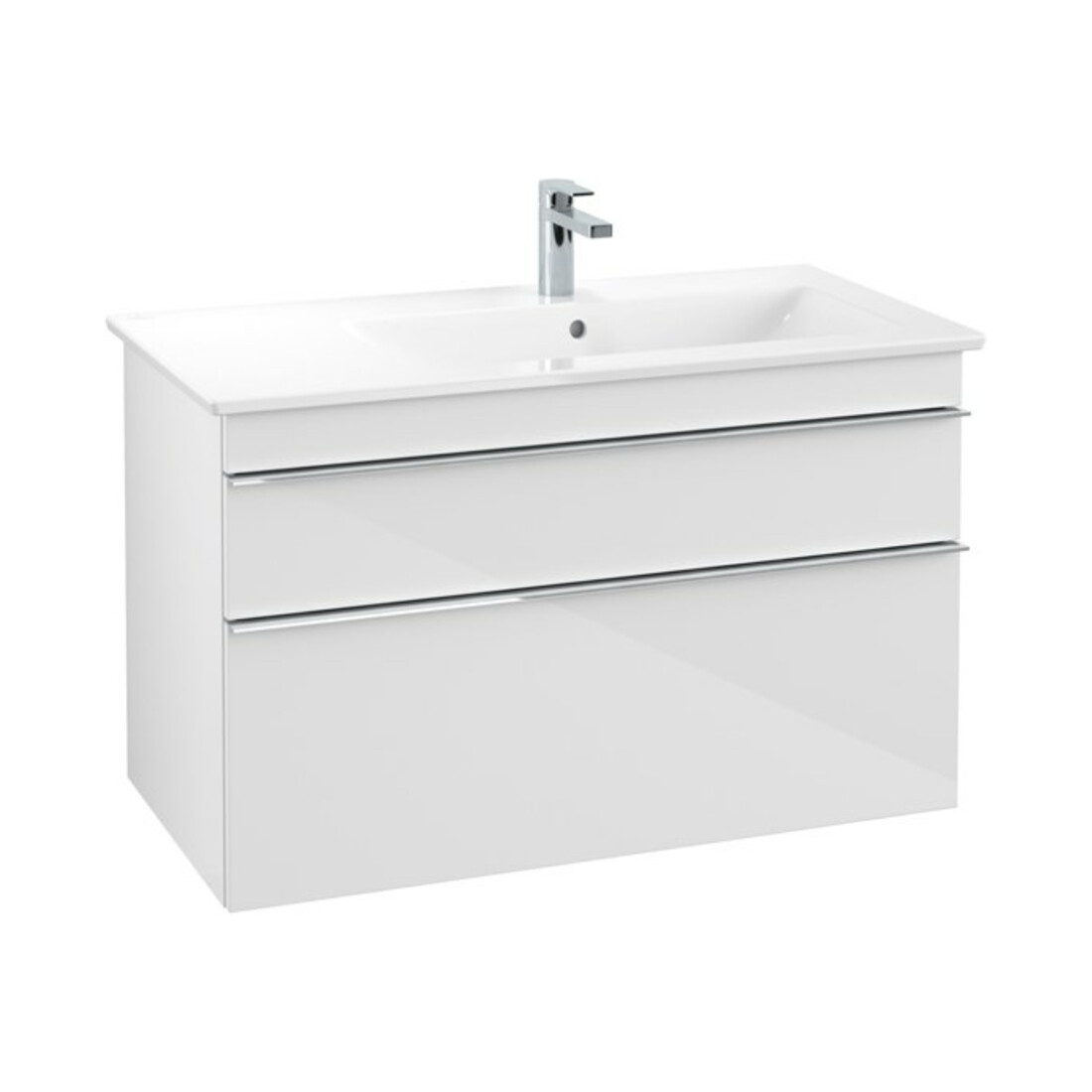 V&B Meuble sous lavabo Venticello 95,3x59x50,2cm, Droit, Gris chrome, Blanc brillant