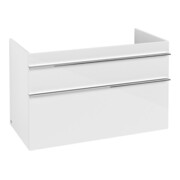 V&B Meuble sous lavabo Venticello 95,3x59x50,2cm, Droit, Gris chrome, Blanc brillant-4
