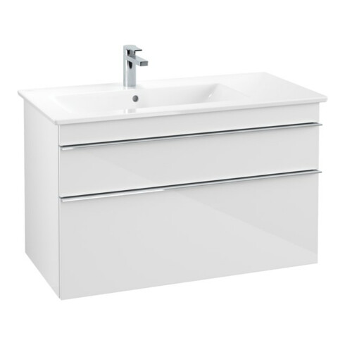 V&B Meuble sous lavabo Venticello 95,3x59x50,2cm, Gauche, Gris chrome, Blanc brillant