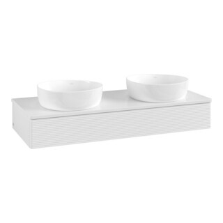 V&B Meuble sous-vasque avec structure de façade Antao 120x19x50cm, couleur WBP Lac, blanc brillant Lac