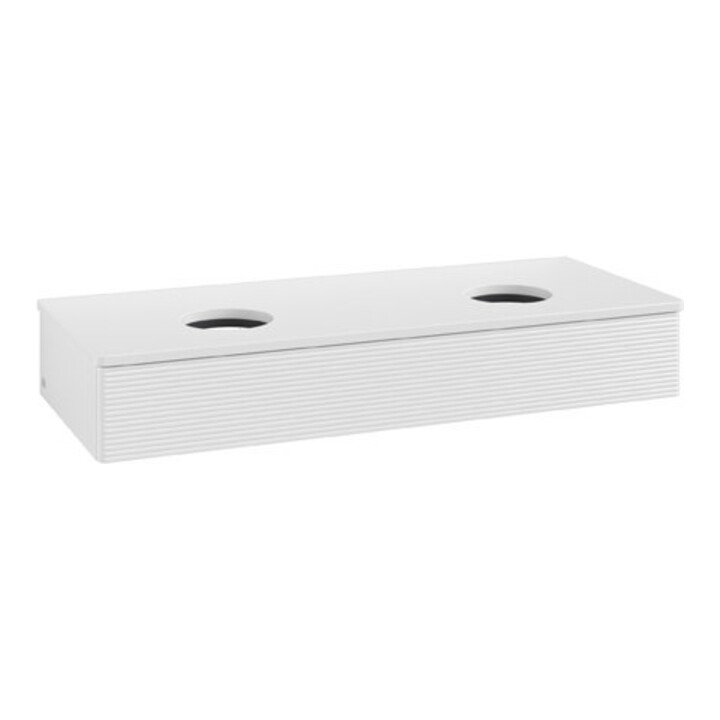 V&B Meuble sous-vasque avec structure de façade Antao 120x19x50cm, couleur WBP Lac, blanc brillant Lac
