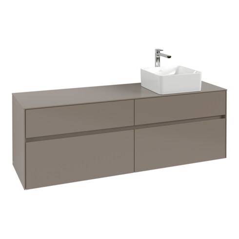 V&B Meuble sous-vasque Collaro 160x54,8x50cm, VD, Bande LED 12W, Taupe