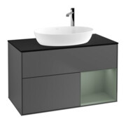 V&B Meuble sous-vasque Éclairage mural Finion 100, Pl blanc mat, Réglette Oliva m Lac, Anthracite m-1