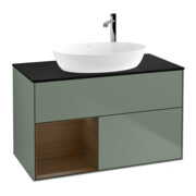 V&B Meuble sous-vasque Éclairage mural Finion 100, Pl bleu m, Reg noyer ven, Oli. m Lac