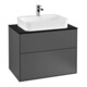 V&B Meuble sous-vasque Éclairage mural Finion 80x60,3 cm, plaque de fermeture bleue, anthracite mat-1