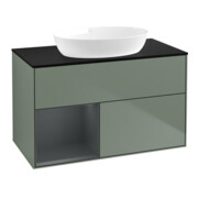 V&B Meuble sous-vasque Finion 100, Plaque bleue mate, Rayure médium mate laquée, Huile mate laquée
