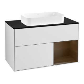 V&B Meuble sous-vasque Finion 100x60,3 cm, chêne naturel, blanc mat Lac