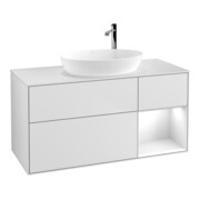 V&B Meuble sous vasque Finion 120 cm, blanc brillant laqué, blanc mat laqué-1