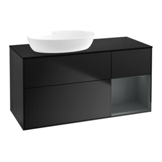 V&B Meuble sous-vasque Finion 120 cm, bleu mat, avec tiroirs et laque bleue