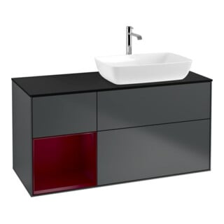 V&B Meuble sous-vasque Finion 120 cm, éclairage mural, blanc laqué mat