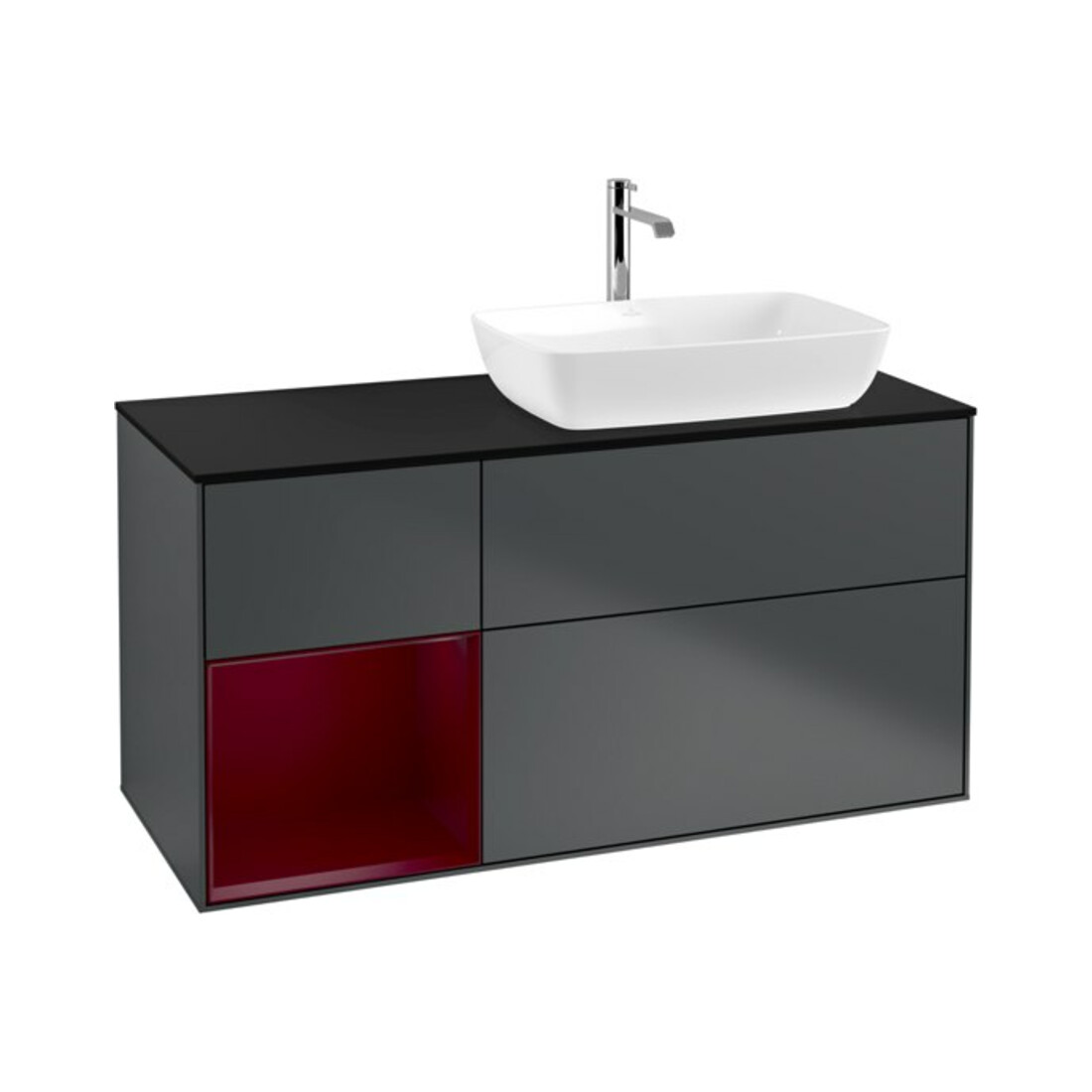 V&B Meuble sous-vasque Finion 120 cm, éclairage mural, blanc laqué mat