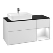 V&B Meuble sous-vasque Finion 120 cm, éclairage mural, laqué blanc, laqué mat