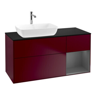V&B Meuble sous-vasque Finion 120 cm, Pl b m, Étagère anthracite m Lac, Peo m