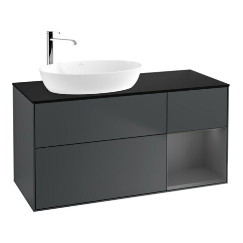 V&B Meuble sous-vasque Finion 120 cm, Pl b m, Rg A m Lac, avec éclairage mural