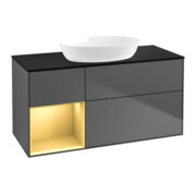 V&B Meuble sous-vasque Finion 120 cm, Pl blanc mat, Rayures dorées mat, Anthracite m