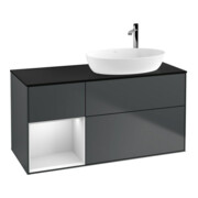 V&B Meuble sous vasque Finion 120 cm, Pl blanc mat, Rg blanc mat laqué, avec éclairage mural