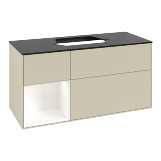 V&B Meuble sous vasque Finion 120 cm, Pl blanc mat, Rg laqué blanc mat, si gris mat lacqué