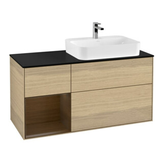 V&B Meuble sous-vasque Finion 120 cm, Pl bleu, étagère gauche, Oa ven