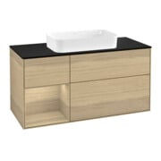 V&B Meuble sous-vasque Finion 120 cm, Pl bleu mat, Étagère gauche, Oa ven, Oa ven