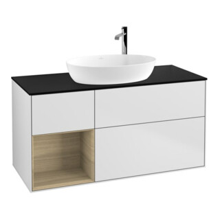 V&B Meuble sous-vasque Finion 120 cm, Pl bleu mat, Rég Oa ven, blanc mat laqué