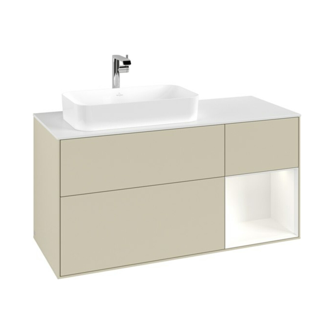 V&B Meuble sous vasque Finion 120 cm, Pl w m, Rg r w m Lac, si Gr m Lac