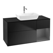 V&B Meuble sous-vasque Finion 120 cm, placage bois, laqué argent, bleu laqué