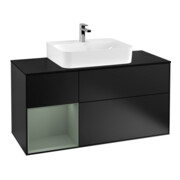 V&B Meuble sous vasque Finion 120 cm, placage bois, laque gris clair, laque bleu