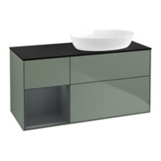 V&B Meuble sous vasque Finion 120 cm, placage bouleau, rangement médium laqué, olivier laqué