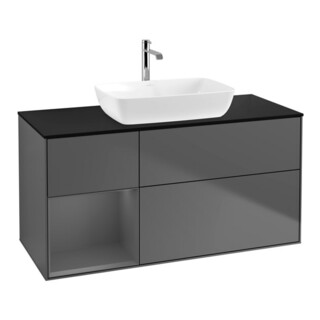 V&B Meuble sous-vasque Finion 120 cm, plan blanc mat, rangement A mat laqué, anthracite m