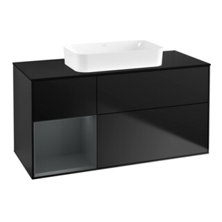 V&B Meuble sous-vasque Finion 120x60 cm, Rg gauche avec porte, bleu laqué