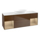 V&B Meuble sous-vasque Finion 160 cm, blanc mat, rangement ouvert, noyer veinée-1
