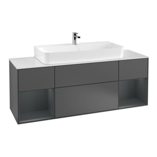 V&B Meuble sous-vasque Finion 160 cm, éclairage mural, laque anthracite mat, Reg md m