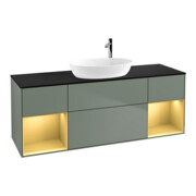 V&B Meuble sous vasque Finion 160 cm, Pl blanc mat, Réglette dorée mate, Huilé mat