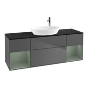 V&B Meuble sous-vasque Finion 160 cm, Pl blanc mat, Rg Olive mat Lac, Anthracite m