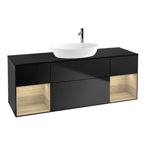 V&B Meuble sous-vasque Finion 160 cm, Pl bleu, Étagère ouverte, bleu laqué