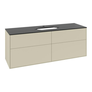 V&B Meuble sous vasque Finion 160x60,3 cm, plan de toilette bleu mat, poignée argent mat Lac