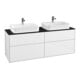 V&B Meuble sous vasque Finion 160x60,3 cm, plan lavabo bleu mat, laque blanche brillante-1