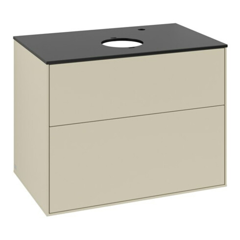 V&B Meuble sous vasque Finion 80x60,3 cm, plan de drainage bleu mat, poignée gris mat Lac