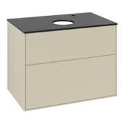 V&B Meuble sous vasque Finion 80x60,3 cm, plan de drainage bleu mat, poignée gris mat Lac