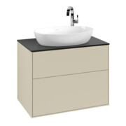 V&B Meuble sous vasque Finion 80x60,3 cm, plan de drainage bleu mat, poignée gris mat Lac-3